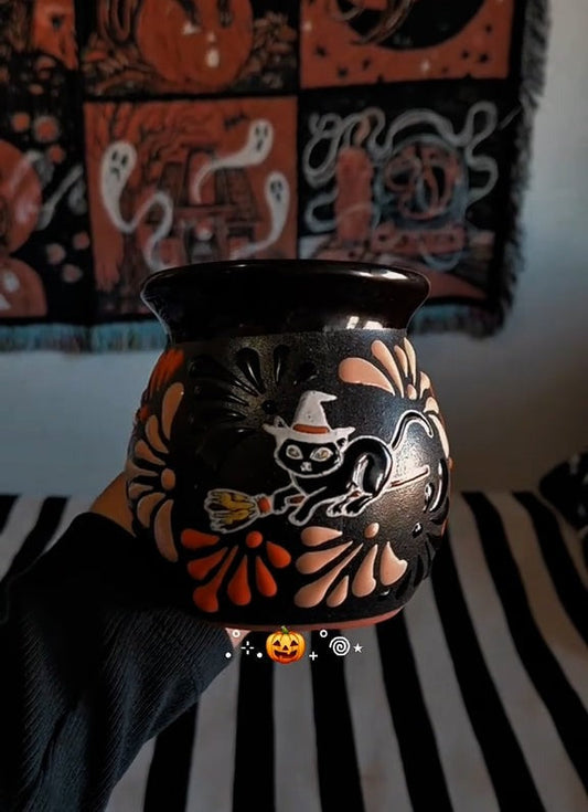 Halloween Cute Ghost And Cat Witch Handmade Cup