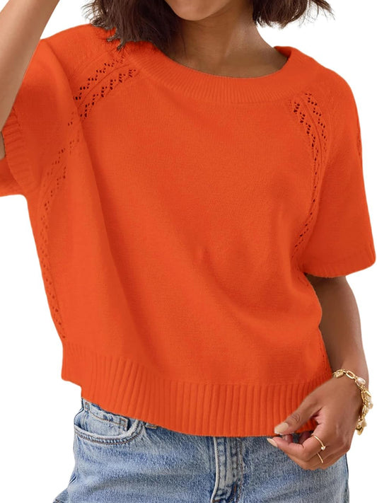 Crochet Sweater Knit Pullover Top