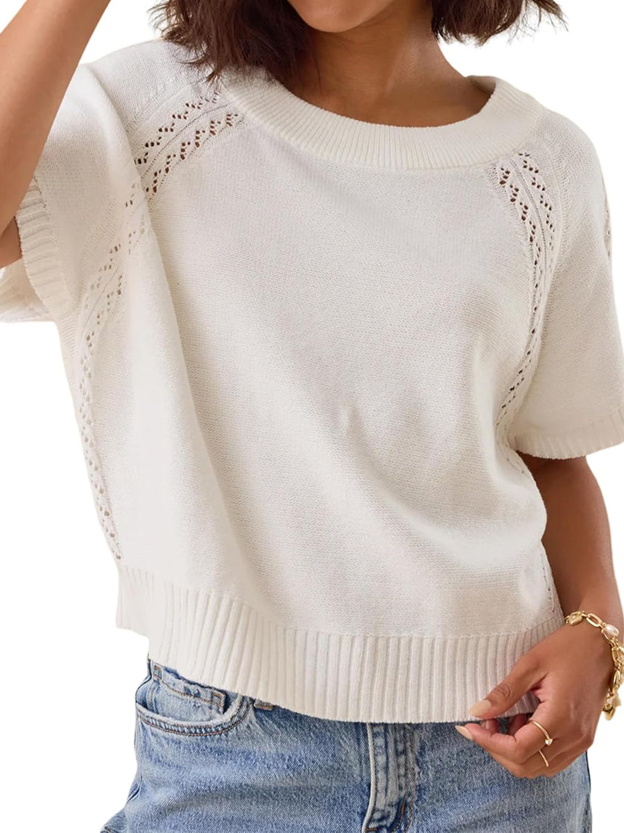Crochet Sweater Knit Pullover Top