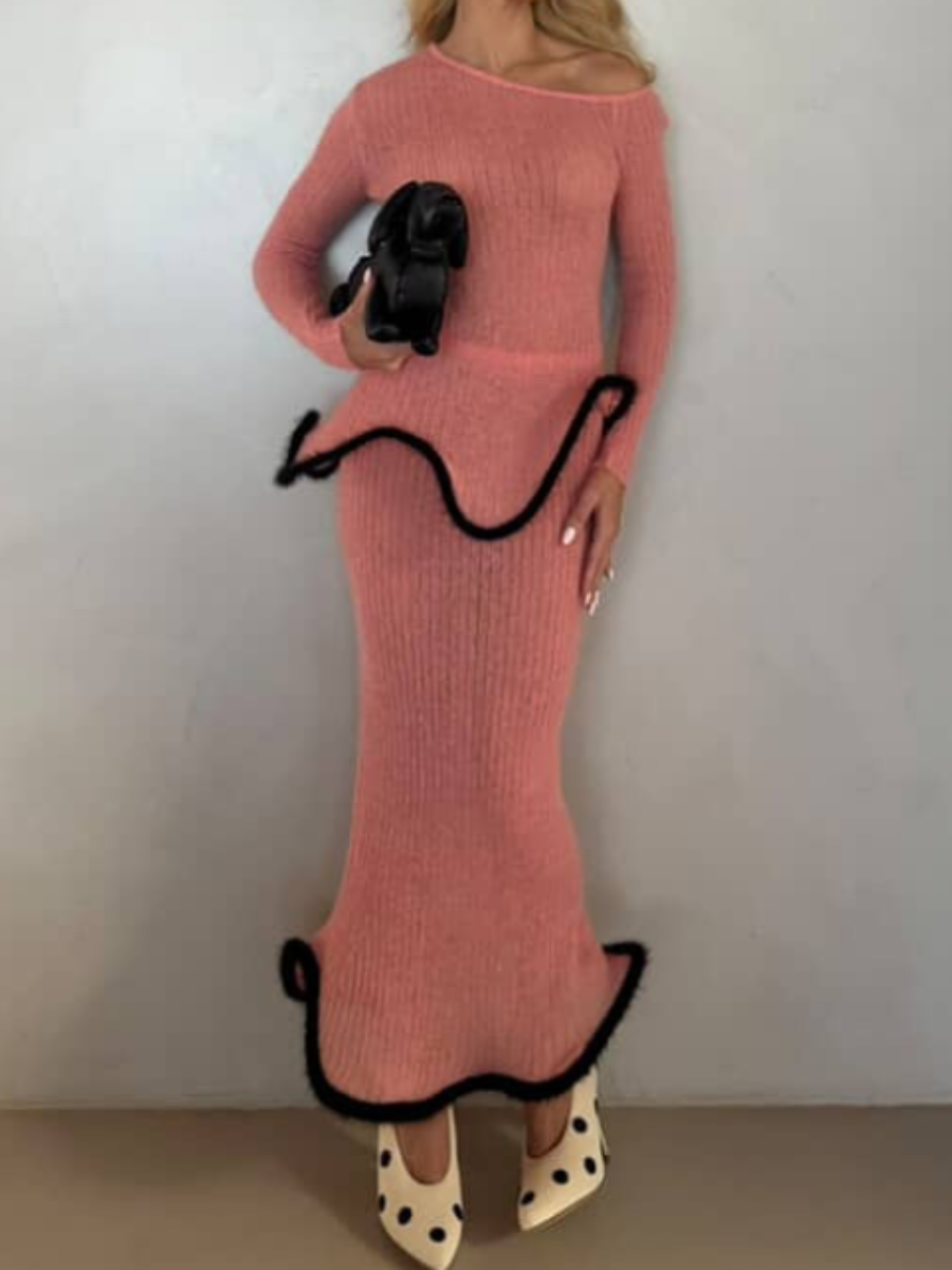 Solid Color Knitted Suit