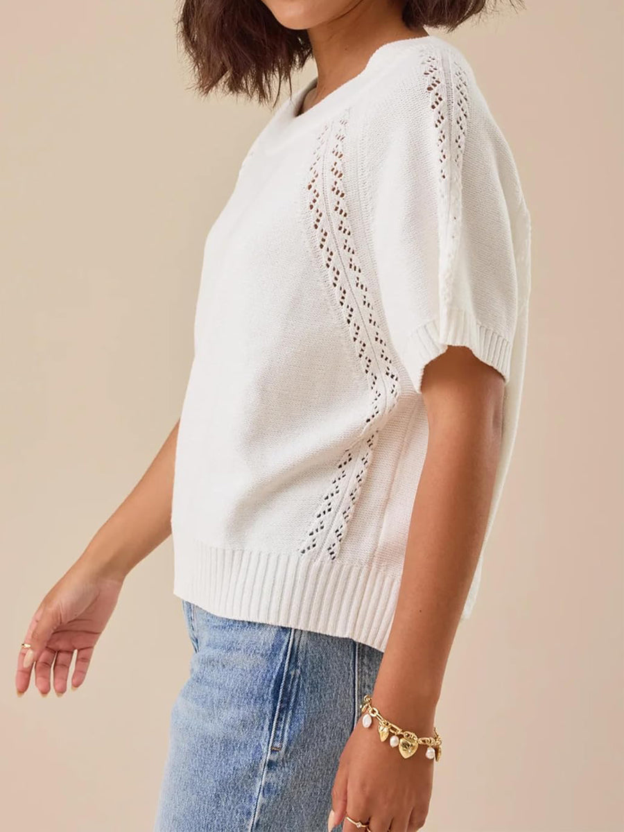 Crochet Sweater Knit Pullover Top