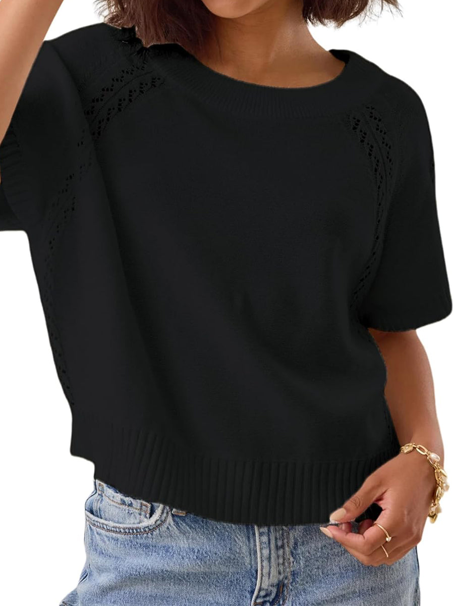 Crochet Sweater Knit Pullover Top