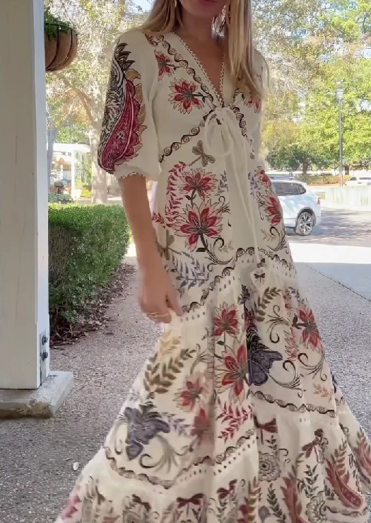V-Neck Printed Dress