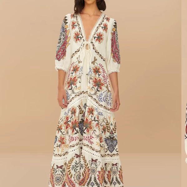 V-Neck Printed Dress