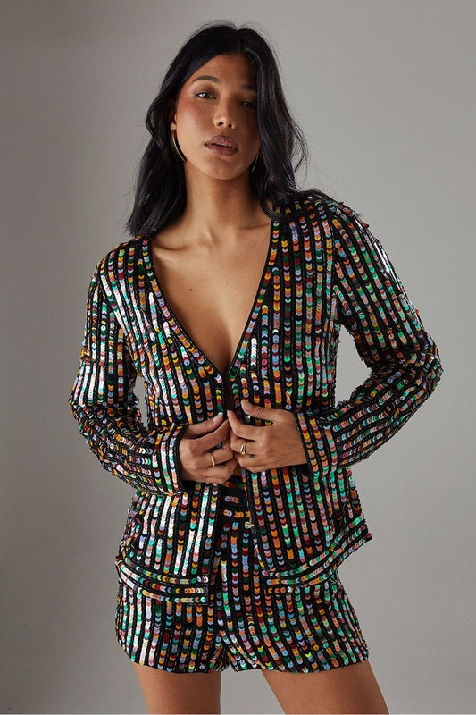 Advanced Handmade Multicolor Sequin Suit