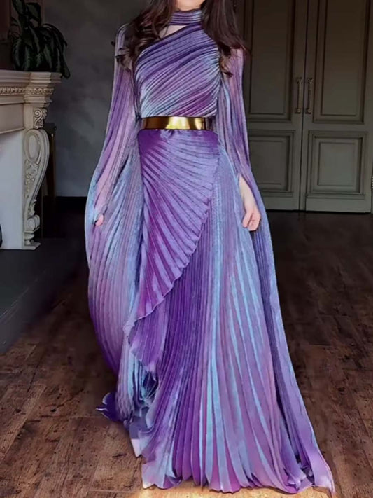 Elegant Irregular Pleated Maxi Dress