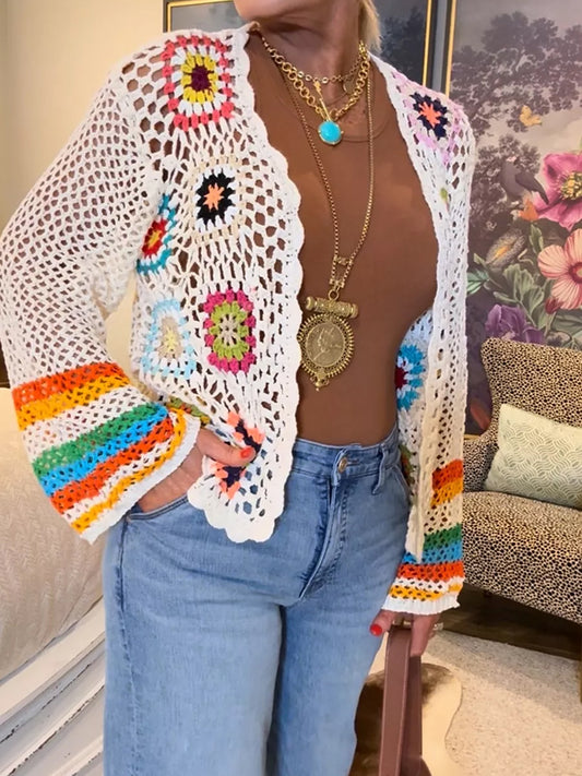 Vintage Hollowed Out Crocheted Cardigan