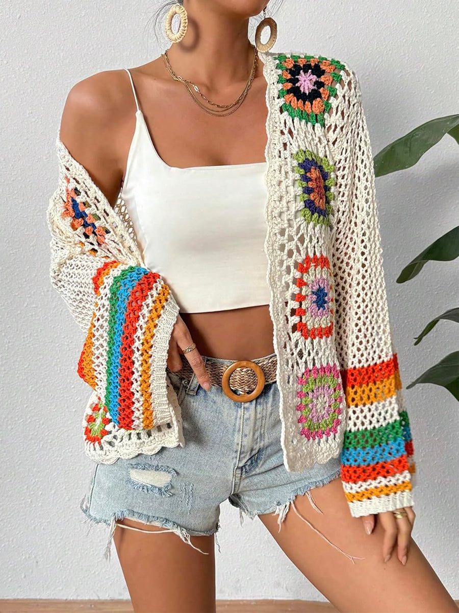 Vintage Hollowed Out Crocheted Cardigan