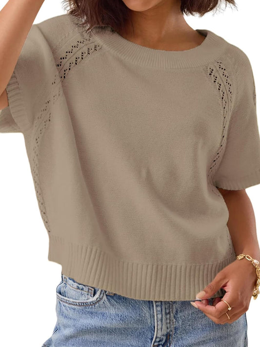 Crochet Sweater Knit Pullover Top