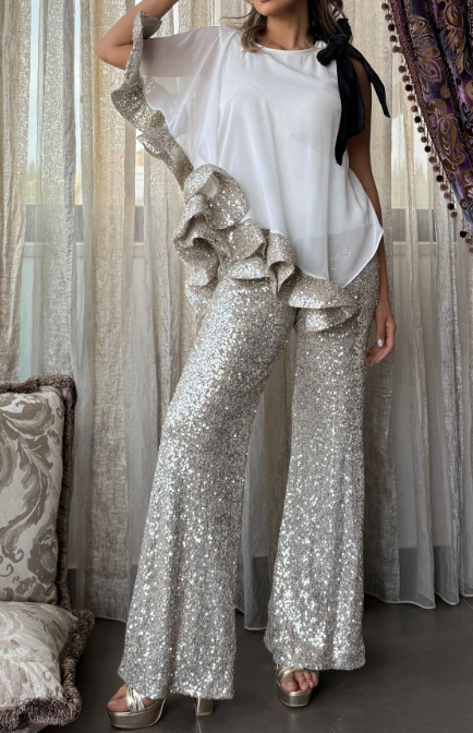 Irregular Sequin Flowy Set