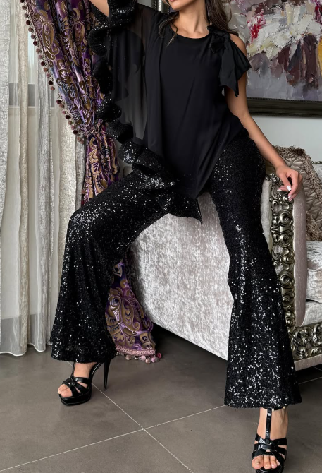 Irregular Sequin Flowy Set