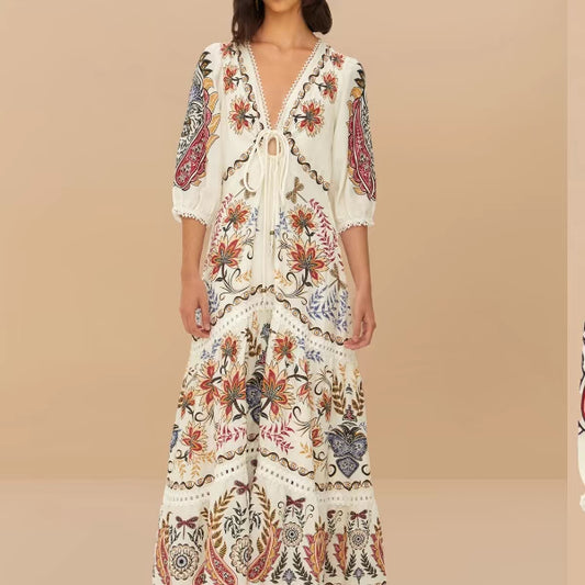 V-Neck Printed Dress